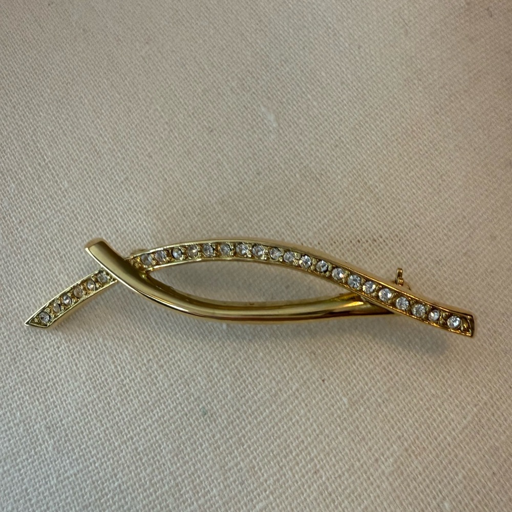 Vintage Givenchy Gold-Tone Rhinestones Brooch